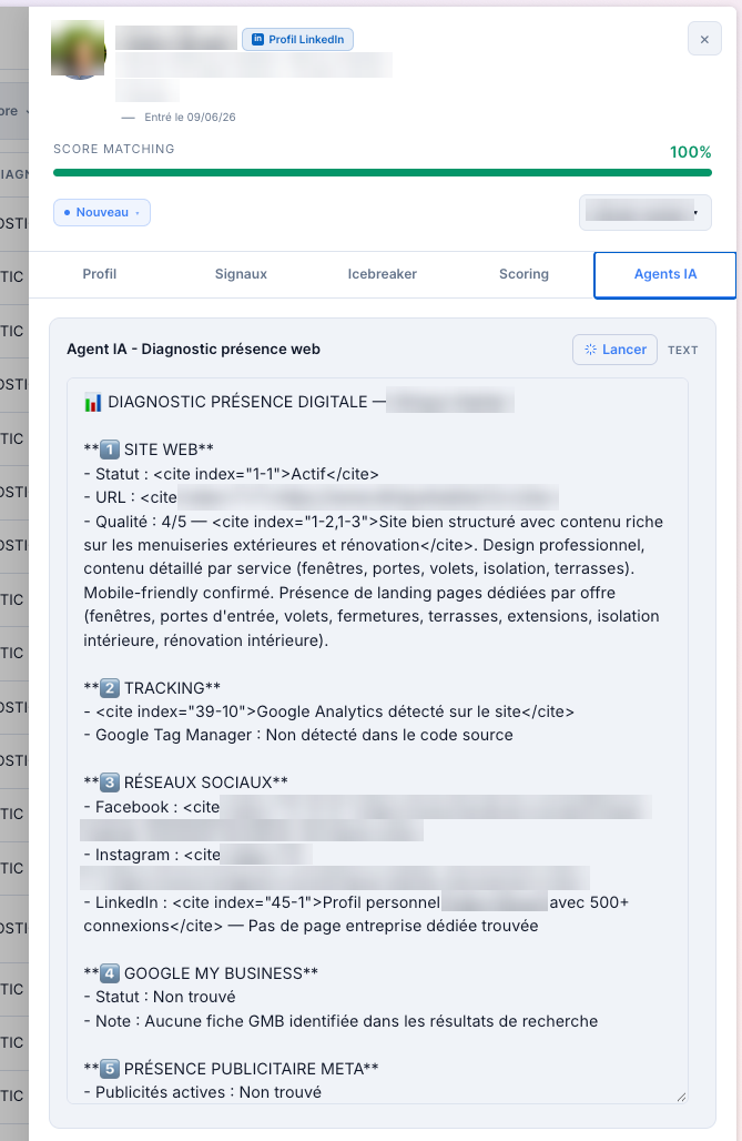 Anonymized digital maturity assessment, displayed in French