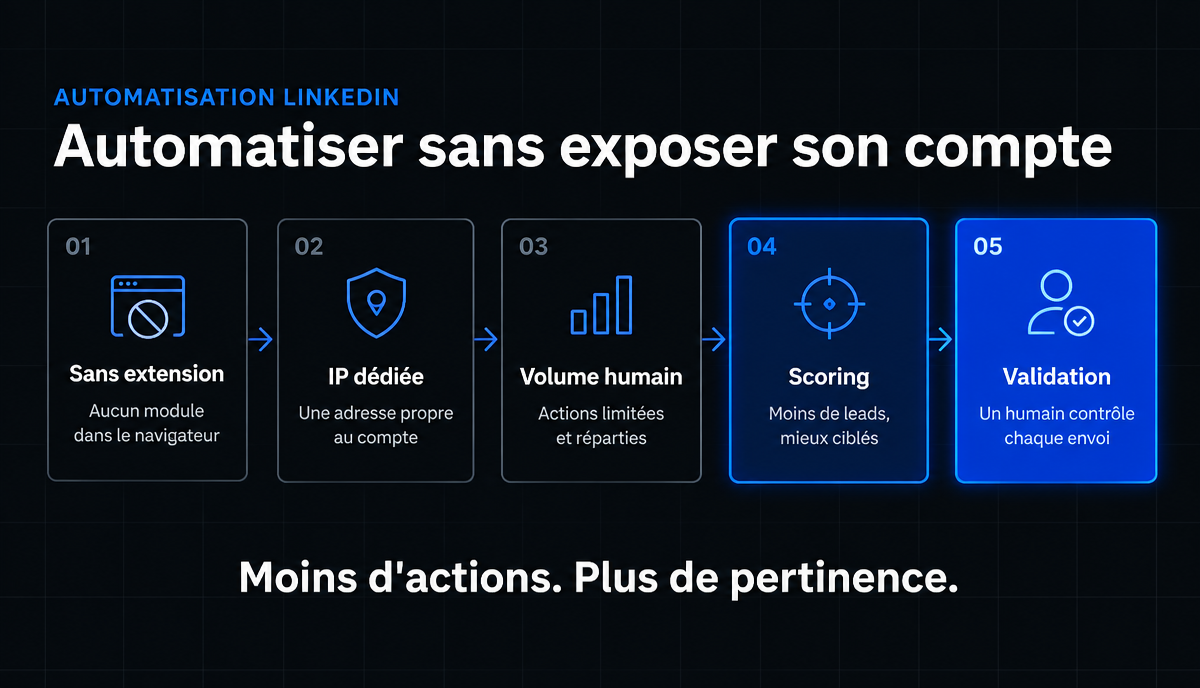 Automatisation LinkedIn : les 5 critères qui rendent un outil risqué pour votre compte