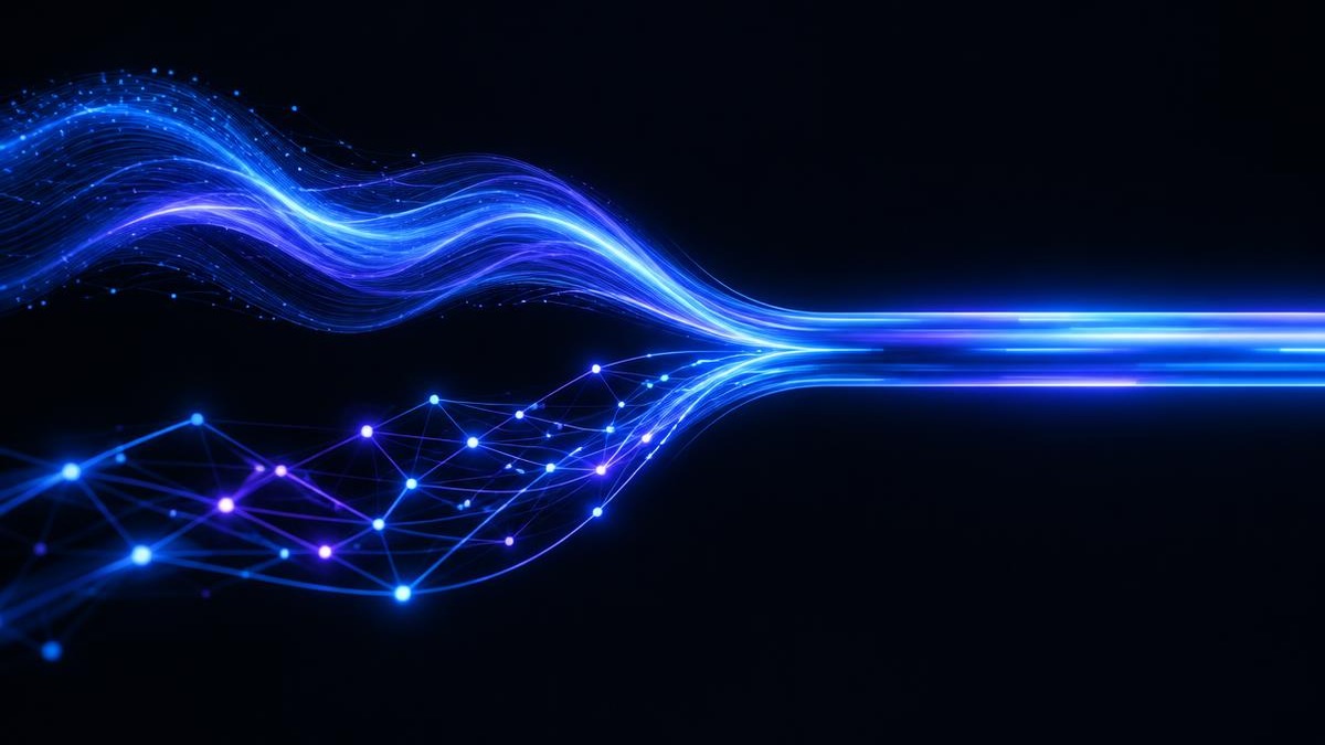 Deux flux abstraits de contenu et de prospection fusionnant dans un pipeline Allbound bleu unifié